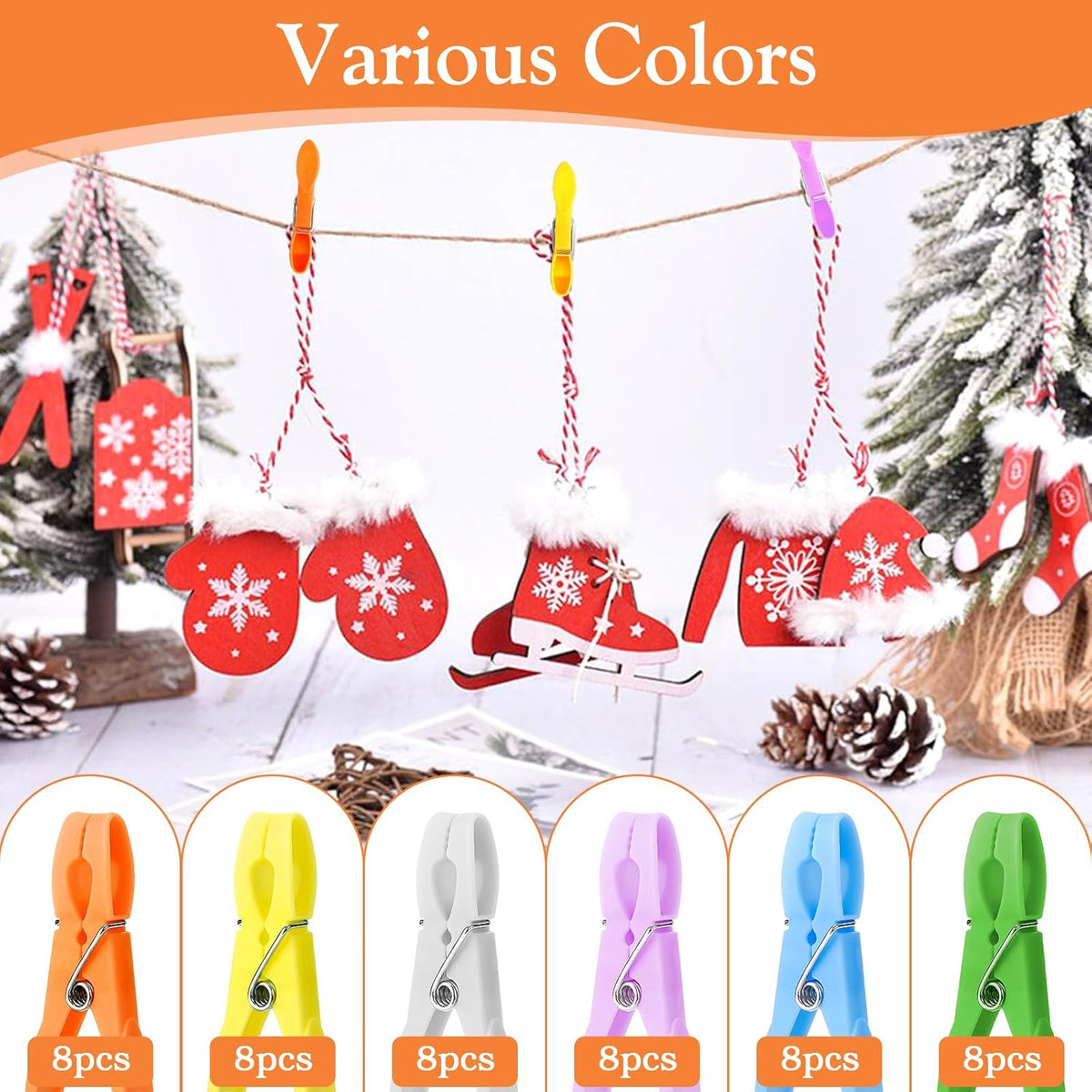 Senbowe 48 Pack Colorful Plastic Clothespins,Heavy Duty Clothes Pins Clips with Springs,Non-Slip Clips for Hanging Clothes,Towels,Crafts,Picture Clips Food Package Clips,Air-Drying Clothing Pin Set