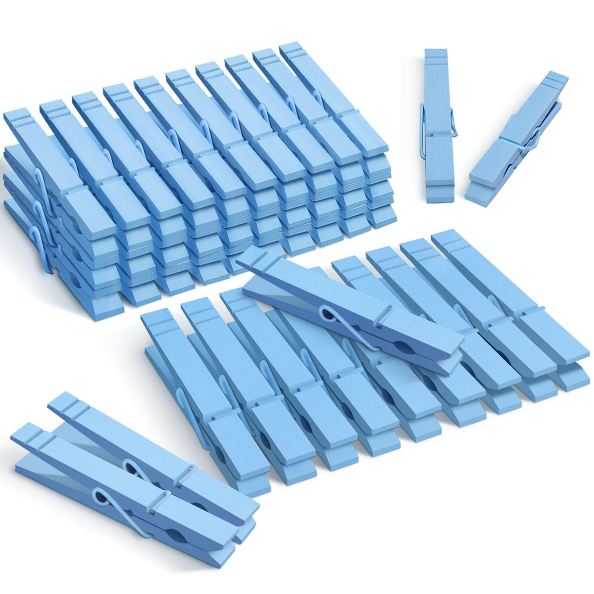 3.5 Inch 50 Pack Colored Wooden Clothespins for Classroom, Craft, Hanging Clothes, Rust Resistant