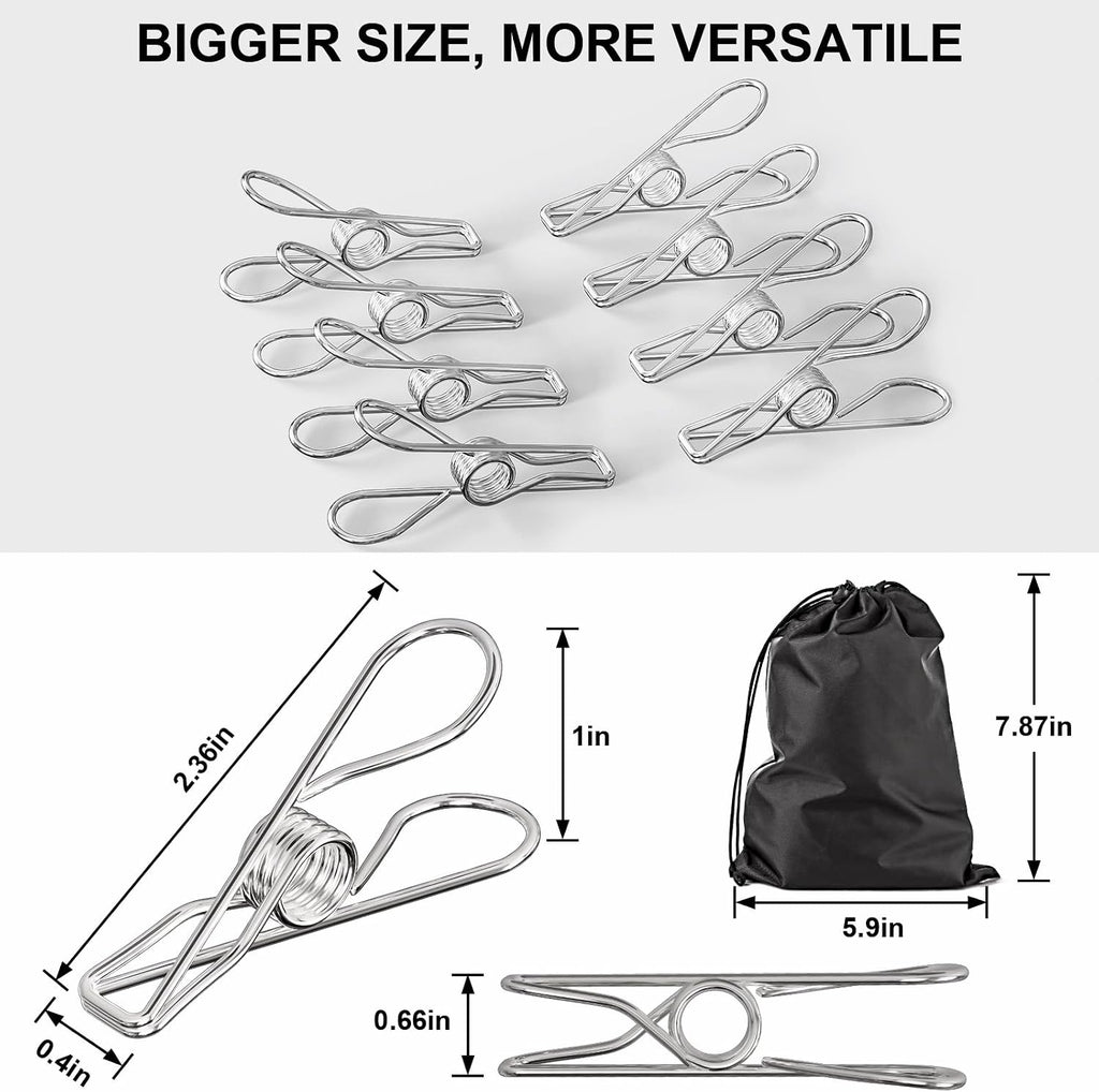 Clothes Pins Heavy Duty Outdoor, 40 Pcs Stainless Steel Clothespins, Metal Clips Heavy Duty for Hanging Clothes, Clothes Clips, Laundry Clips, Stainless Steel Clips for Clothes