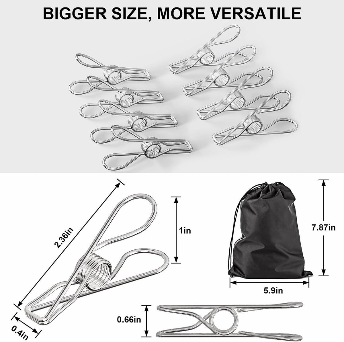 Clothes Pins Heavy Duty Outdoor, 40 Pcs Stainless Steel Clothespins, Metal Clips Heavy Duty for Hanging Clothes, Clothes Clips, Laundry Clips, Stainless Steel Clips for Clothes