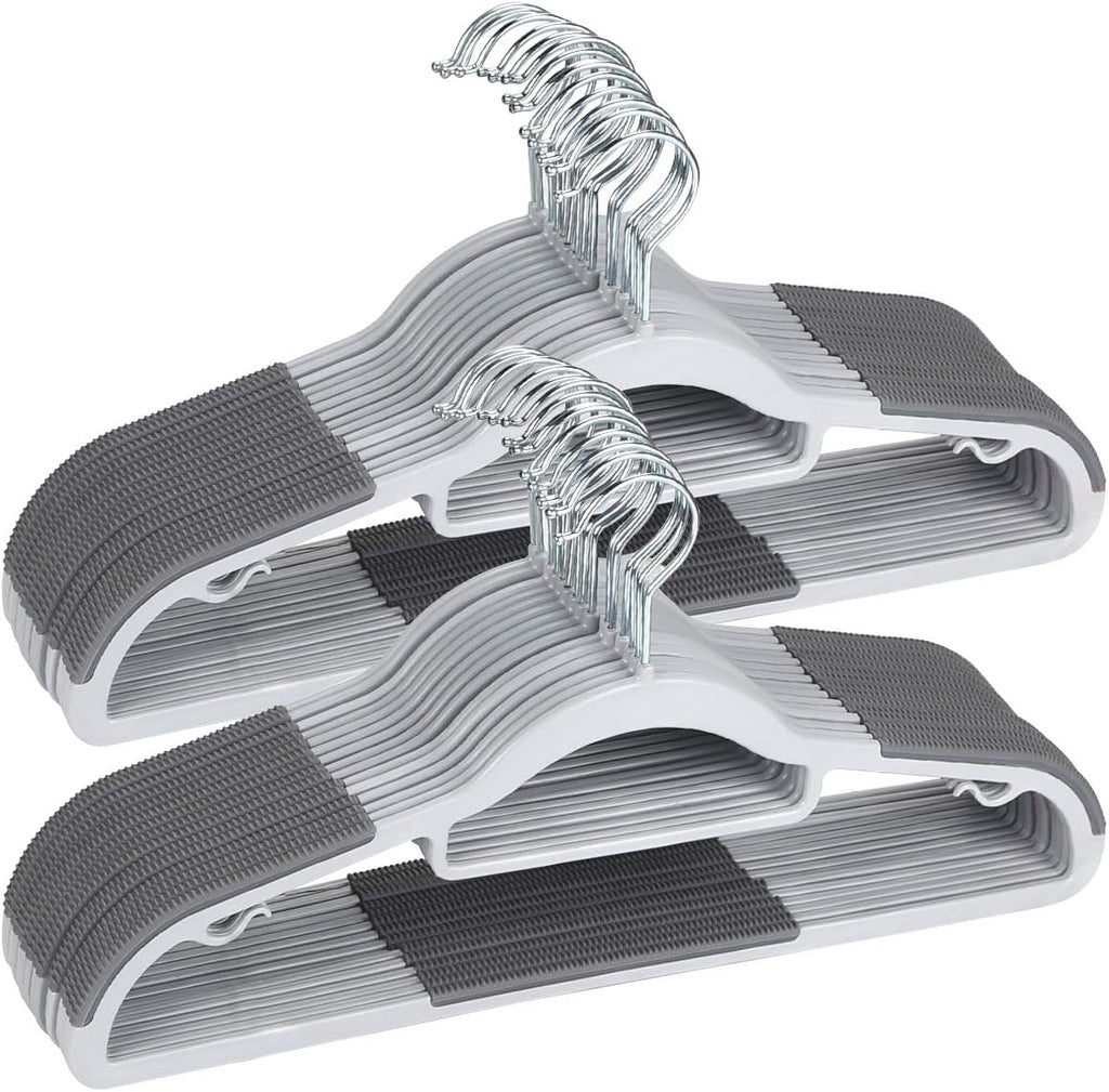 50 Pack Plastic Clothes Hangers, Non-Slip, Space-Saving, Heavy Duty