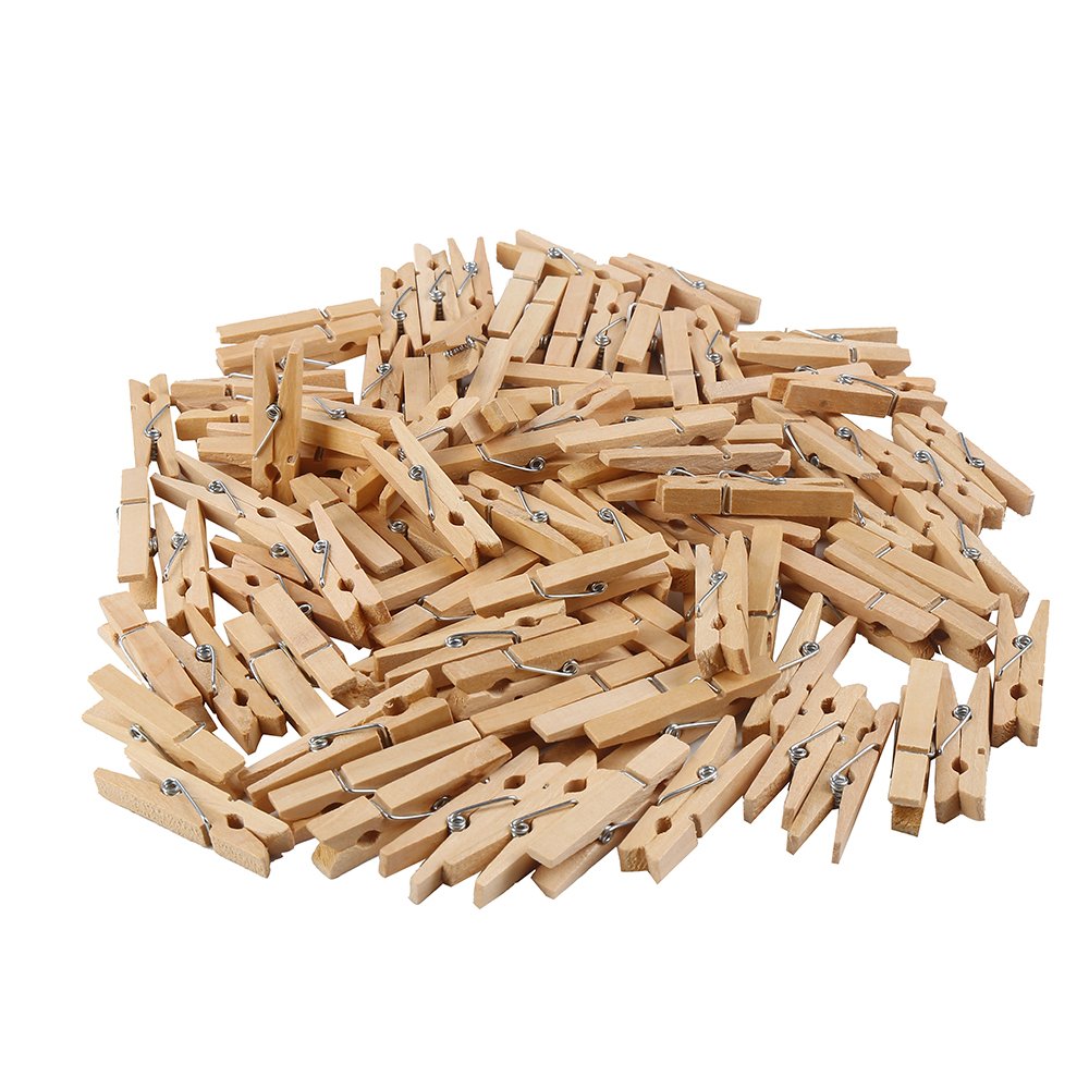 DECORA 3.5cm/1.38in Colorful Painted Wood Clothespin 100 Pieces for Photo Clips Scrap Booking Crafts Gift Wrapping
