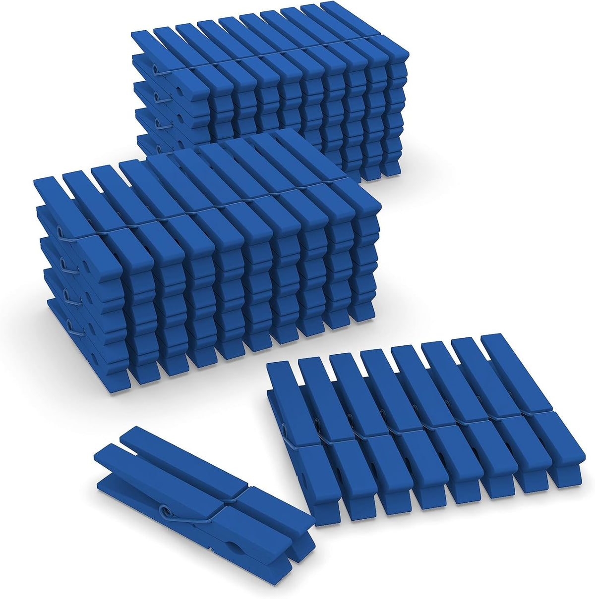 100 Pcs Blue Clothes pins - 2.9 Inch Wooden Clothespins Cheer Clips