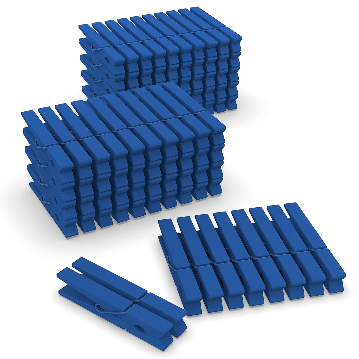 100 Pcs Blue Clothes pins - 2.9 Inch Wooden Clothespins Cheer Clips