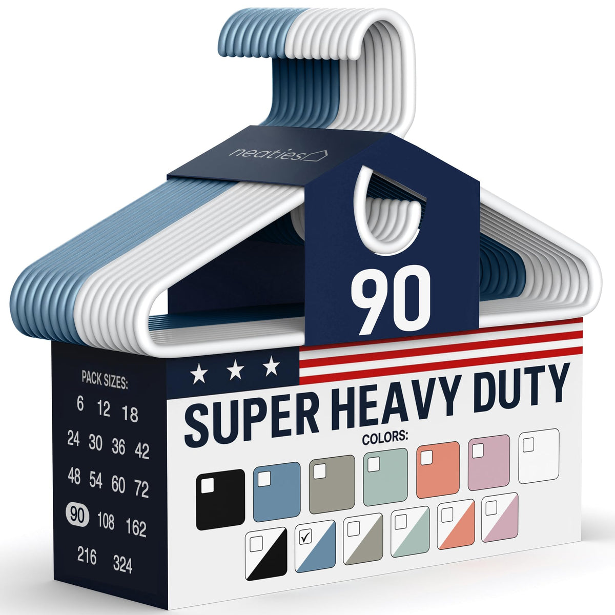 Super Heavy Duty Clothes Hangers 18 Pack – Made in the USA - 10lb Capacity, Thick Plastic Hangers for Pants, Coats, Jackets, Jeans and Adult Clothing – White