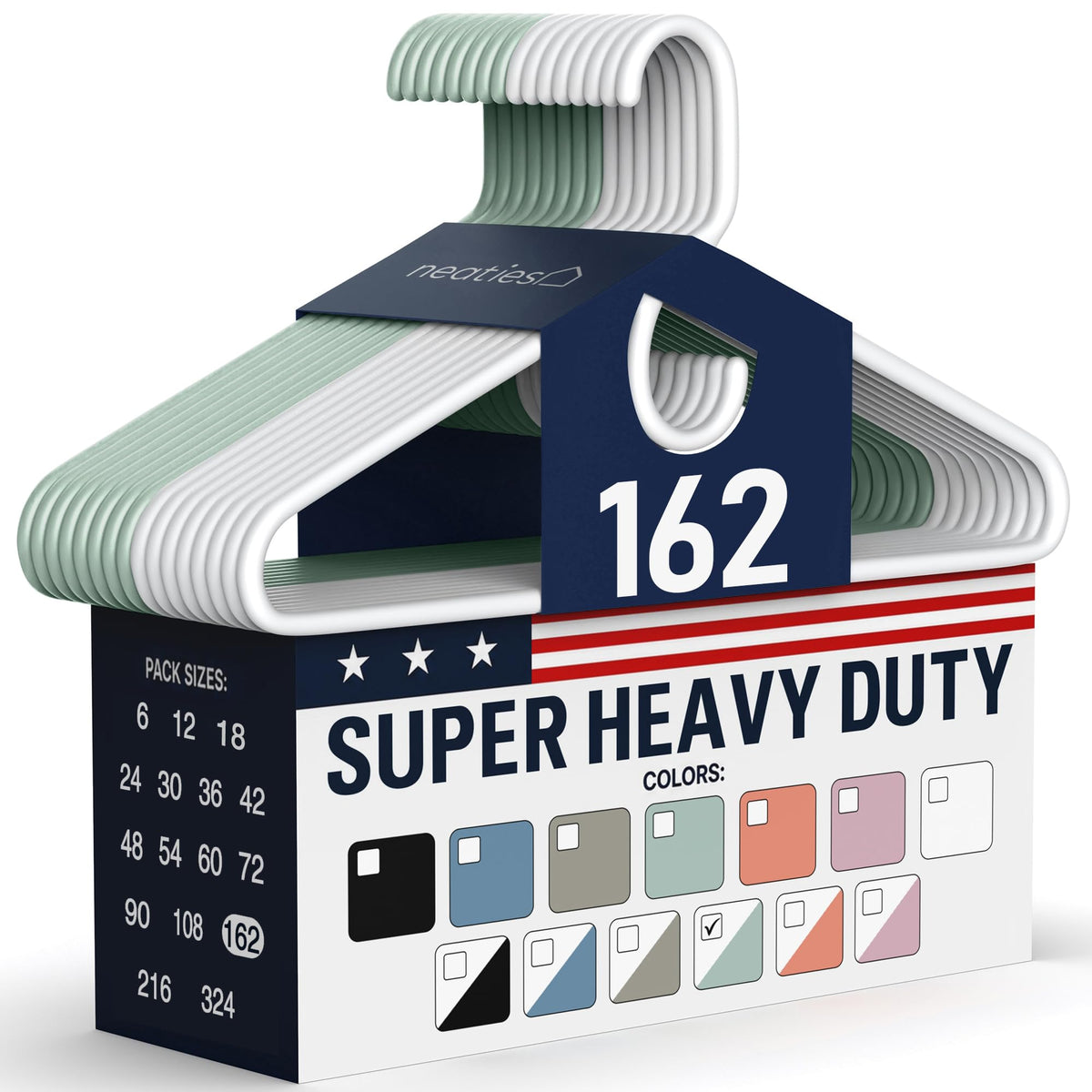 Super Heavy Duty Clothes Hangers 18 Pack – Made in the USA - 10lb Capacity, Thick Plastic Hangers for Pants, Coats, Jackets, Jeans and Adult Clothing – White
