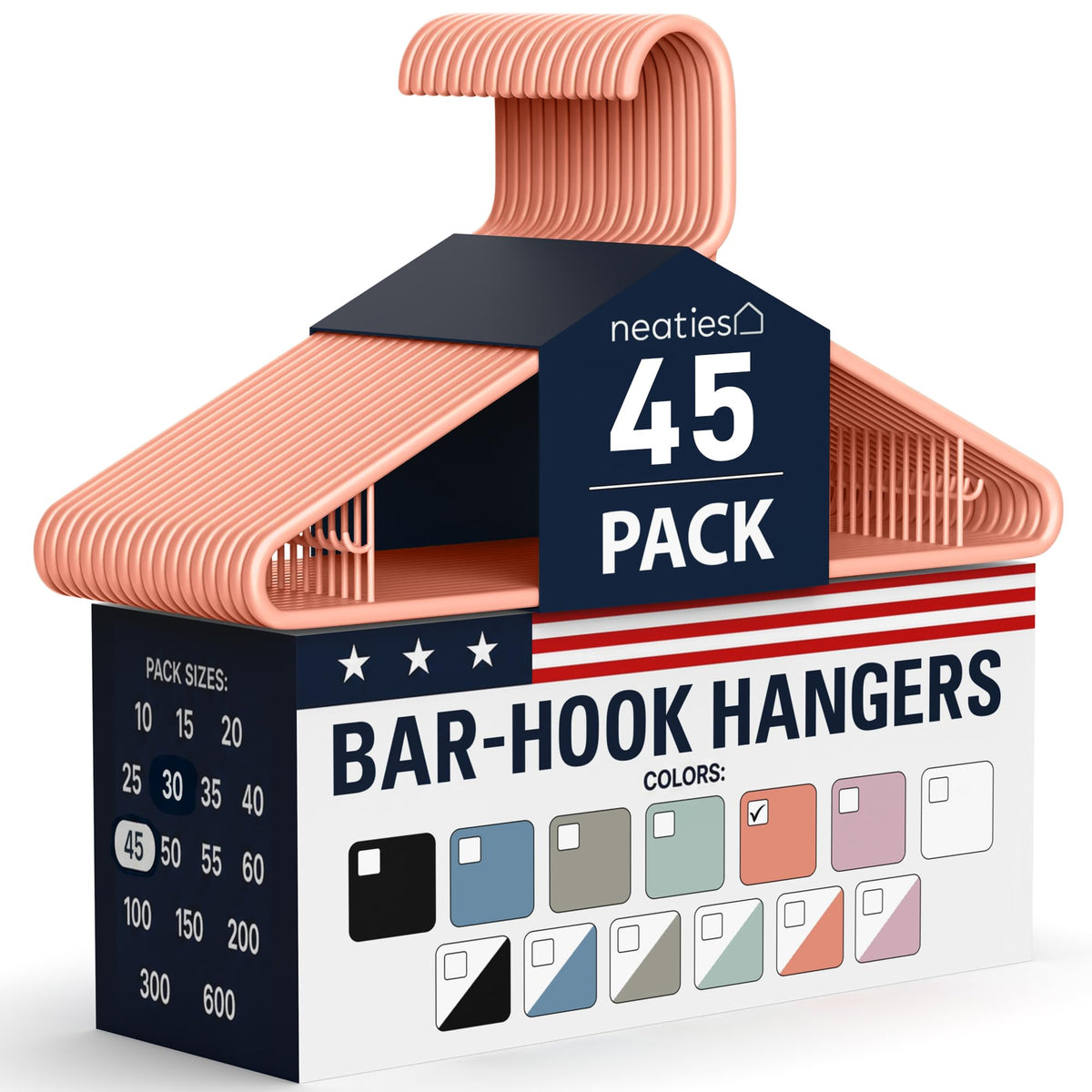 Plastic Hangers 30 Pack – Made in the USA – 6lb Capacity Standard Clothes Hangers with Strap Hooks for Dresses, Lingerie, Shirts, Pants, and Jackets – White