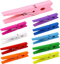 10 Colored Wooden Clothespins 50 PCS, 2.9 Inch Heavy Duty Clothes Pins