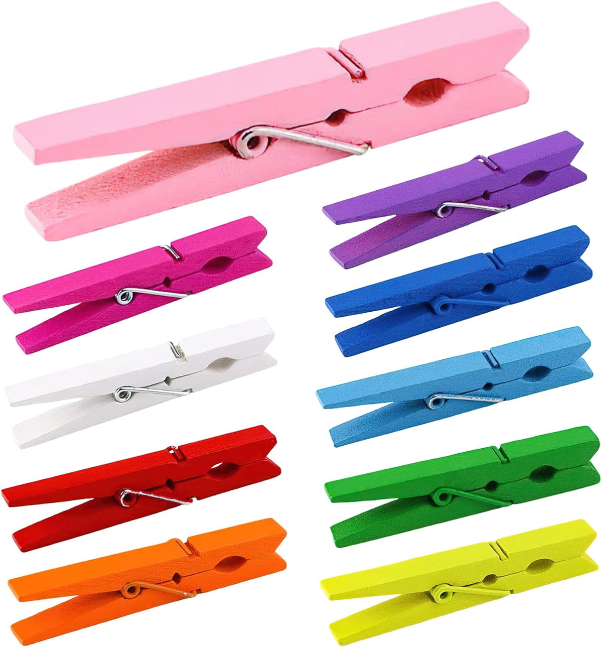 10 Colored Wooden Clothespins 50 PCS, 2.9 Inch Heavy Duty Clothes Pins