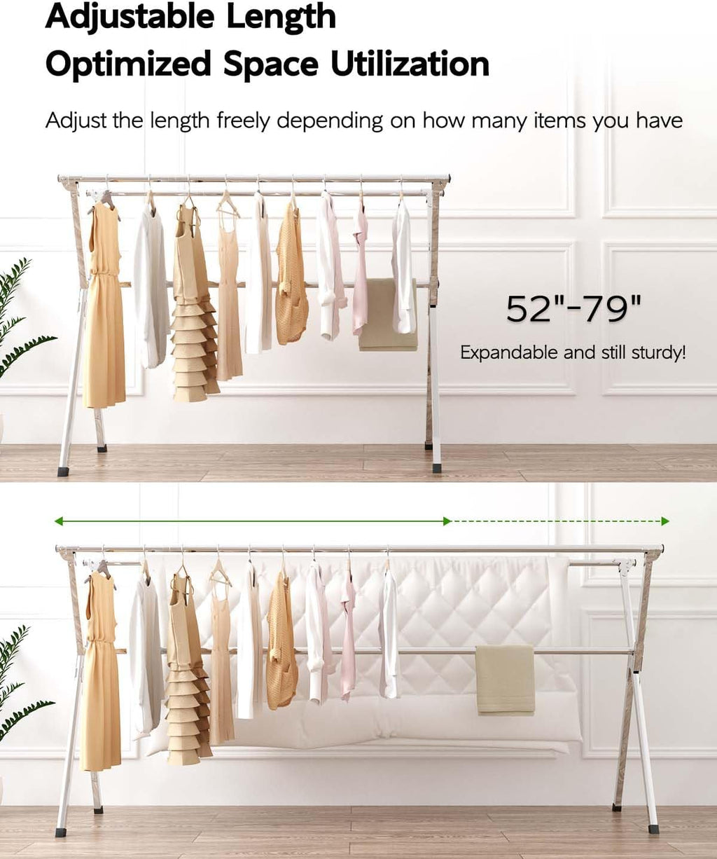 Vikaqi Clothes Drying Rack 79" Folding Indoor Outdoor, Drying Rack Clothing