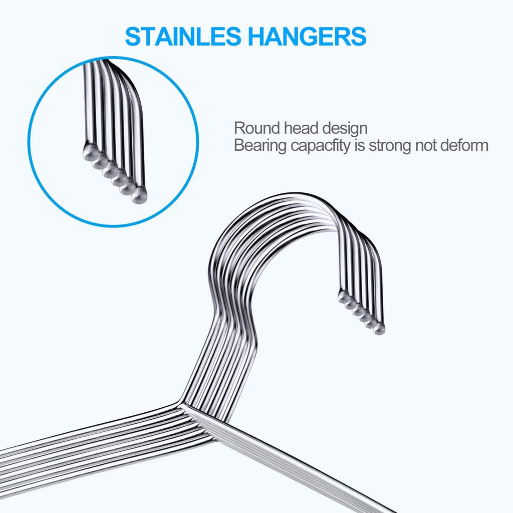 TIMMY 50 Pack Stainless Steel Wire Clothes Hangers, 16.5 in, Space-Saving