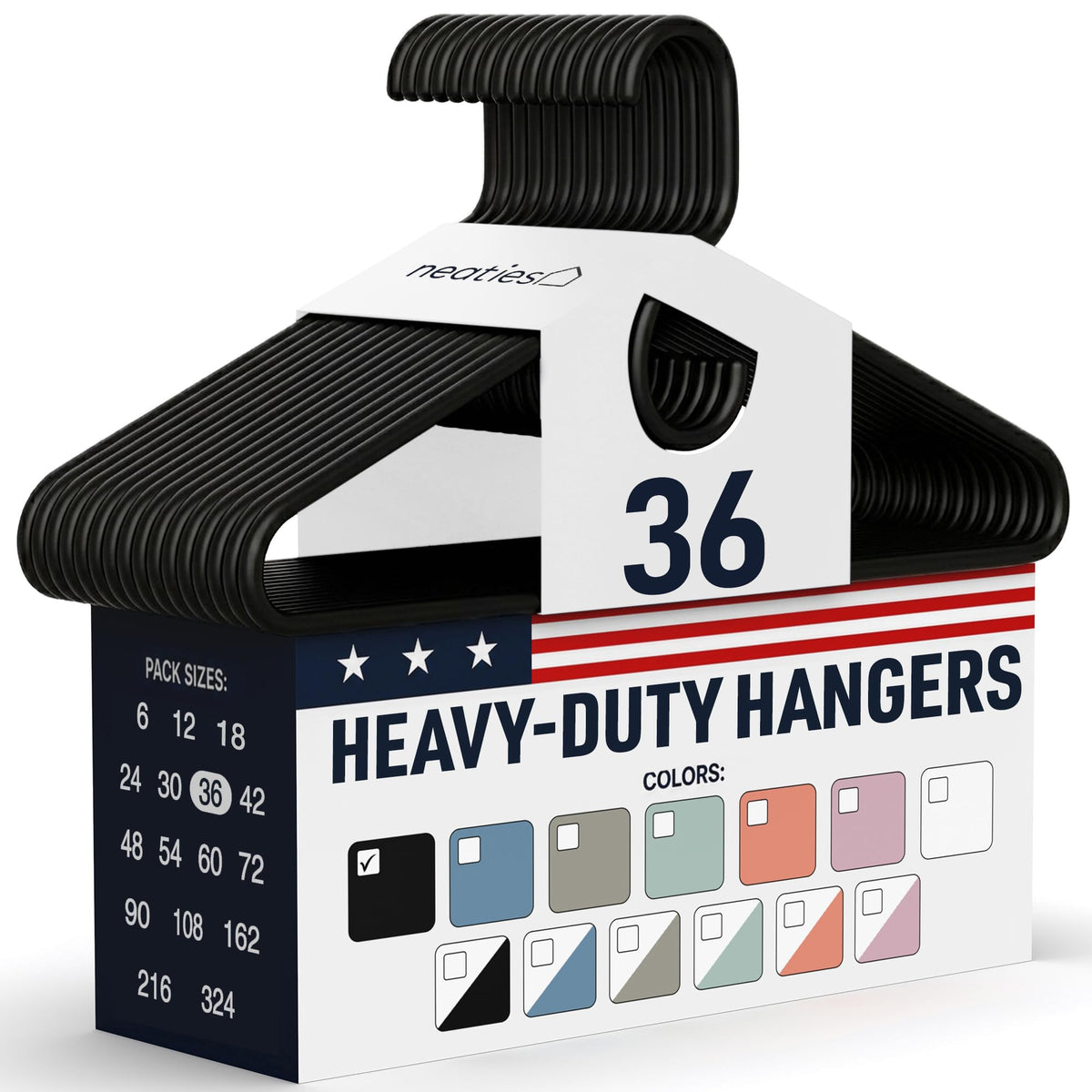 Heavy Duty Clothes Hangers 18 Pack – Made in the USA – 8lb Capacity Plastic Hangers for Adult Clothing – Durable for Pants, Coats, Jackets, or Jeans – White