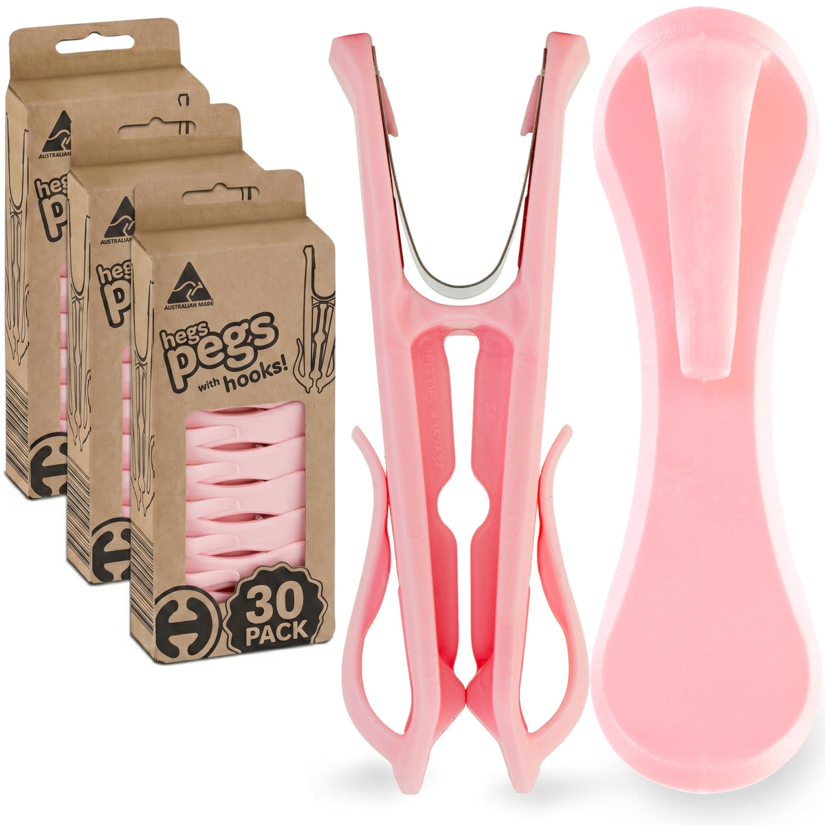 Hegs 24 Pack Multi-Color - The Smartest Heavy Duty Clothespins with Hooks - Hang 3 Garments at Once with Our Tough, Dual Hooks Clothes Pins with Anti-Rust Spring - Durable, Colorful Clothespins