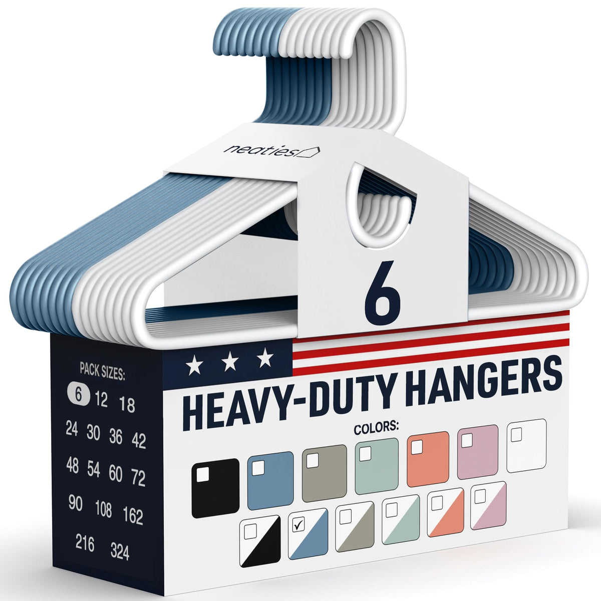 Heavy Duty Clothes Hangers 18 Pack – Made in the USA – 8lb Capacity Plastic Hangers for Adult Clothing – Durable for Pants, Coats, Jackets, or Jeans – White