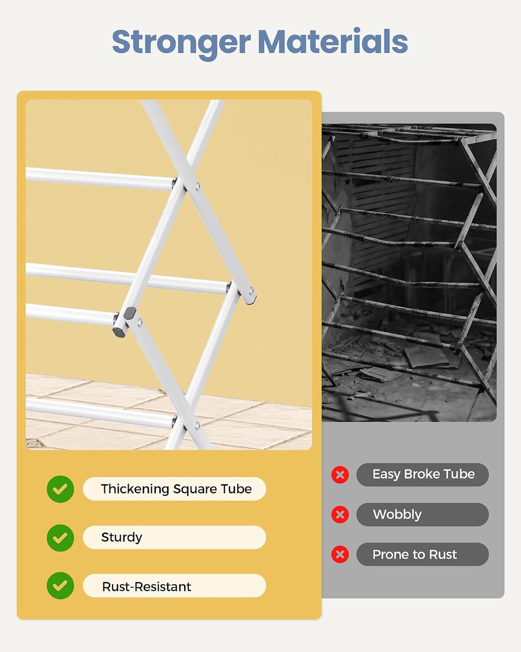 APEXCHASER Oversize 3-Tier Clothes Drying Rack, No Install, White
