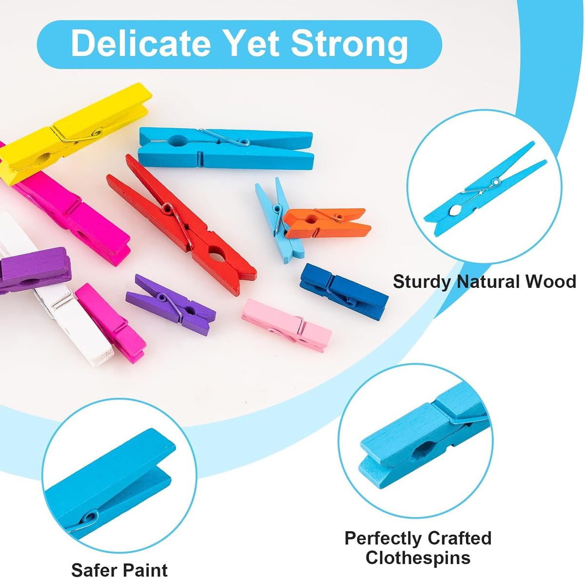 128 Pcs Colored Clothespins 10 Color, Colored Clothes Pins Wooden (68 Pcs 2.9 Inch Large Wooden Clothespins 60 Mini Clothespins), Clothes Pins for Classroom