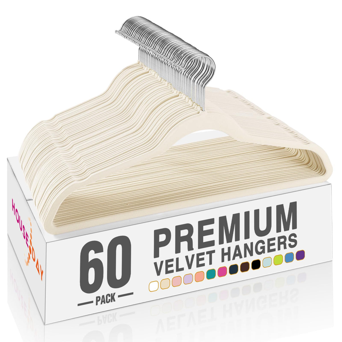 HOUSE DAY Black Velvet Hangers 60 Pack, Premium Non Slip Clothes Hangers