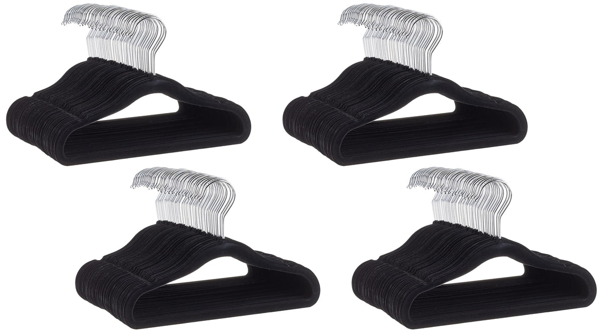 Amazon Basics Kids Velvet Non-Slip Space Saving Clothes Hangers with Shoulder Notches, Sturdy Closet Organizer for Baby/Toddler, 11.6", Gray, 30-Pack