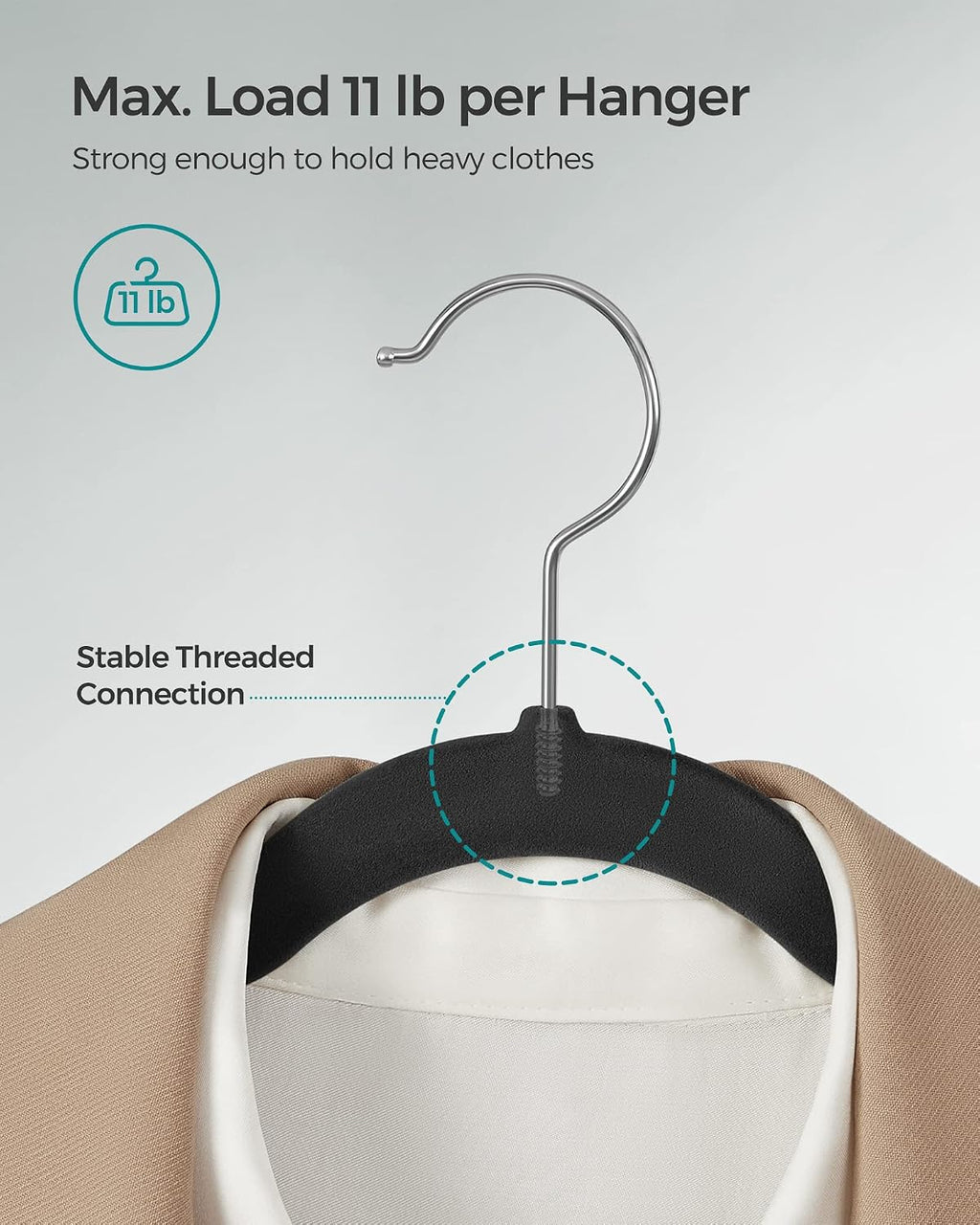 SONGMICS Velvet Hangers 50 Pack, Non-Slip Clothes Hangers, Space-Saving