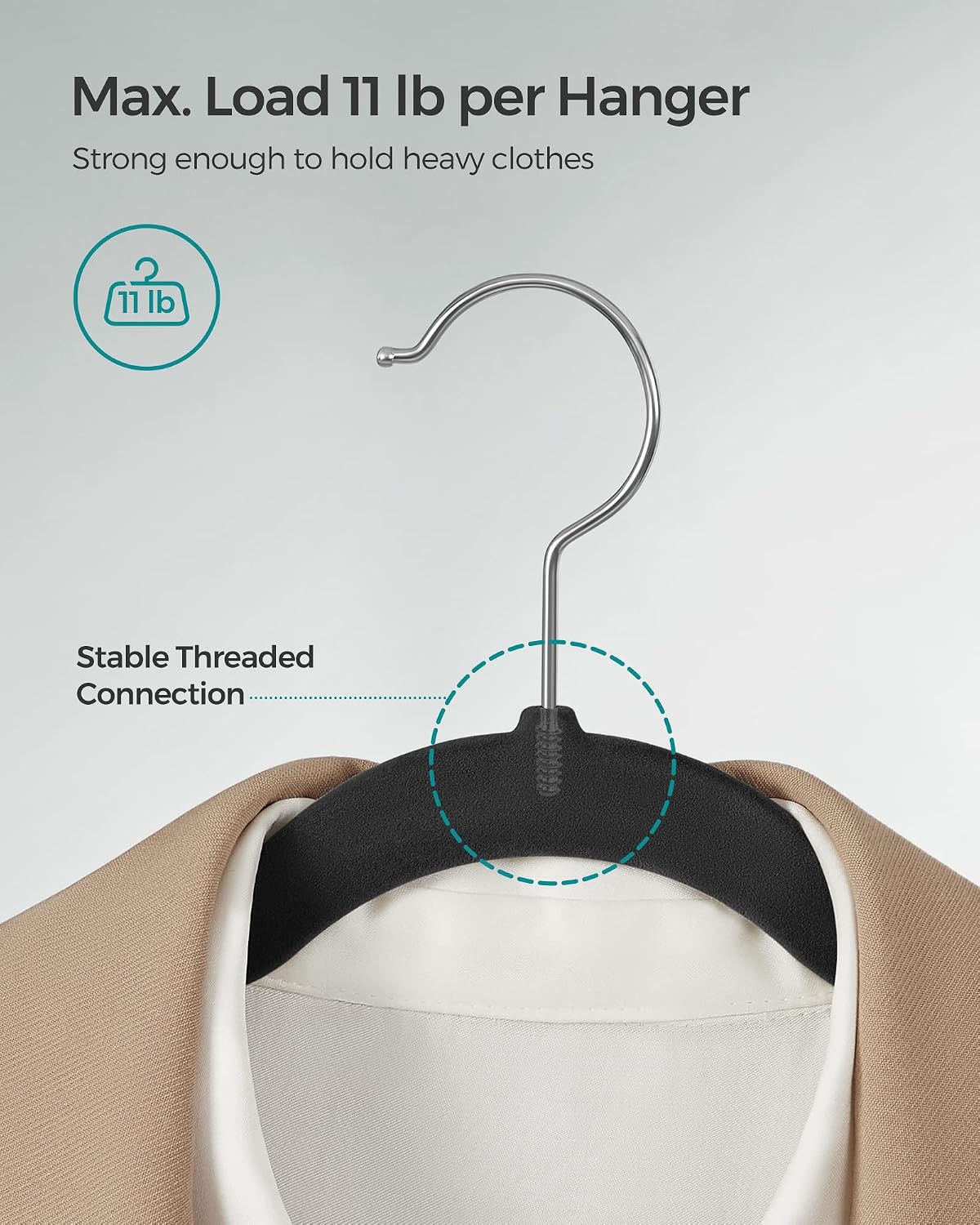 SONGMICS Velvet Hangers 50 Pack, Non-Slip Clothes Hangers, Space-Saving