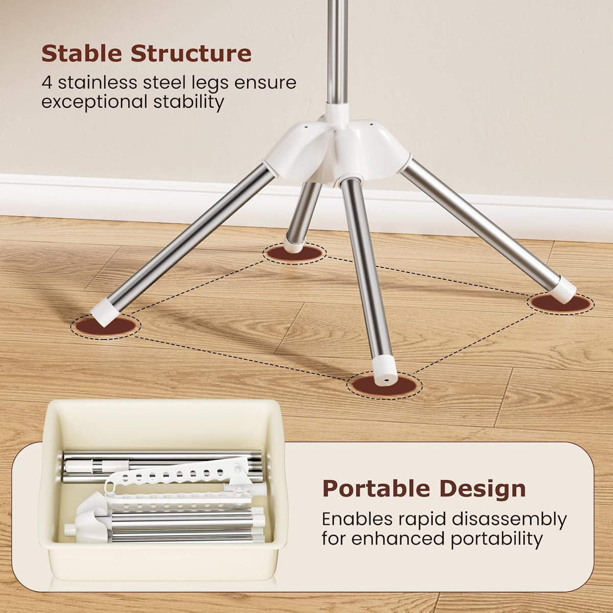 Foldable Clothes Drying Rack, Rotatable Free Standing drying rack , 1 Layer