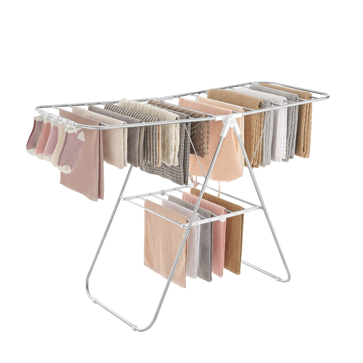 SONGMICS Clothes Drying Rack, Foldable 2-Level Stee Laundry Drying Rack