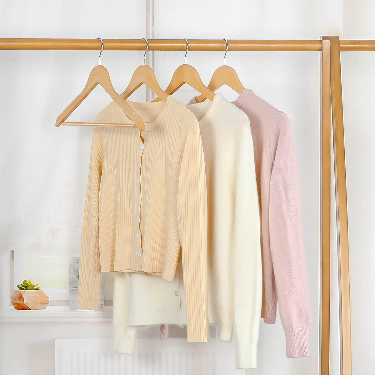 TOPIA HANGER Wooden Hangers 30 Pack, Wood Clothes Hanger Natural