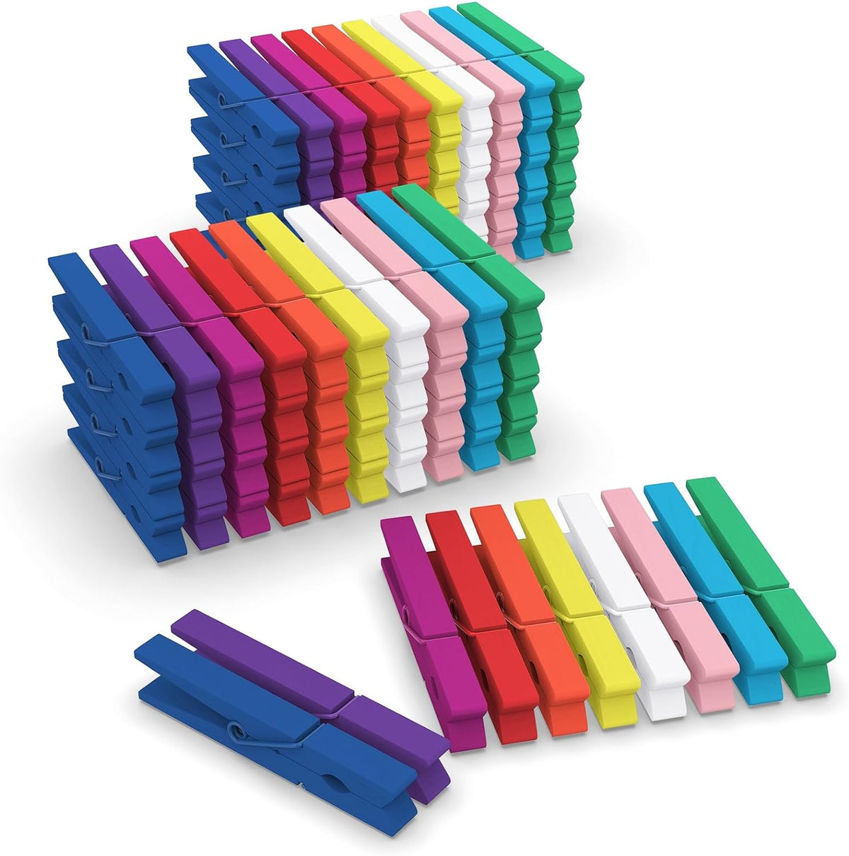 100 Pcs Colored Clothes pins - 2.9 Inch Wooden Clothespins Cheer Clips