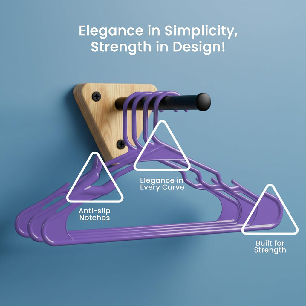Utopia Home Plastic Hangers 50 Pack – Space Saving Clothes Hanger Purple