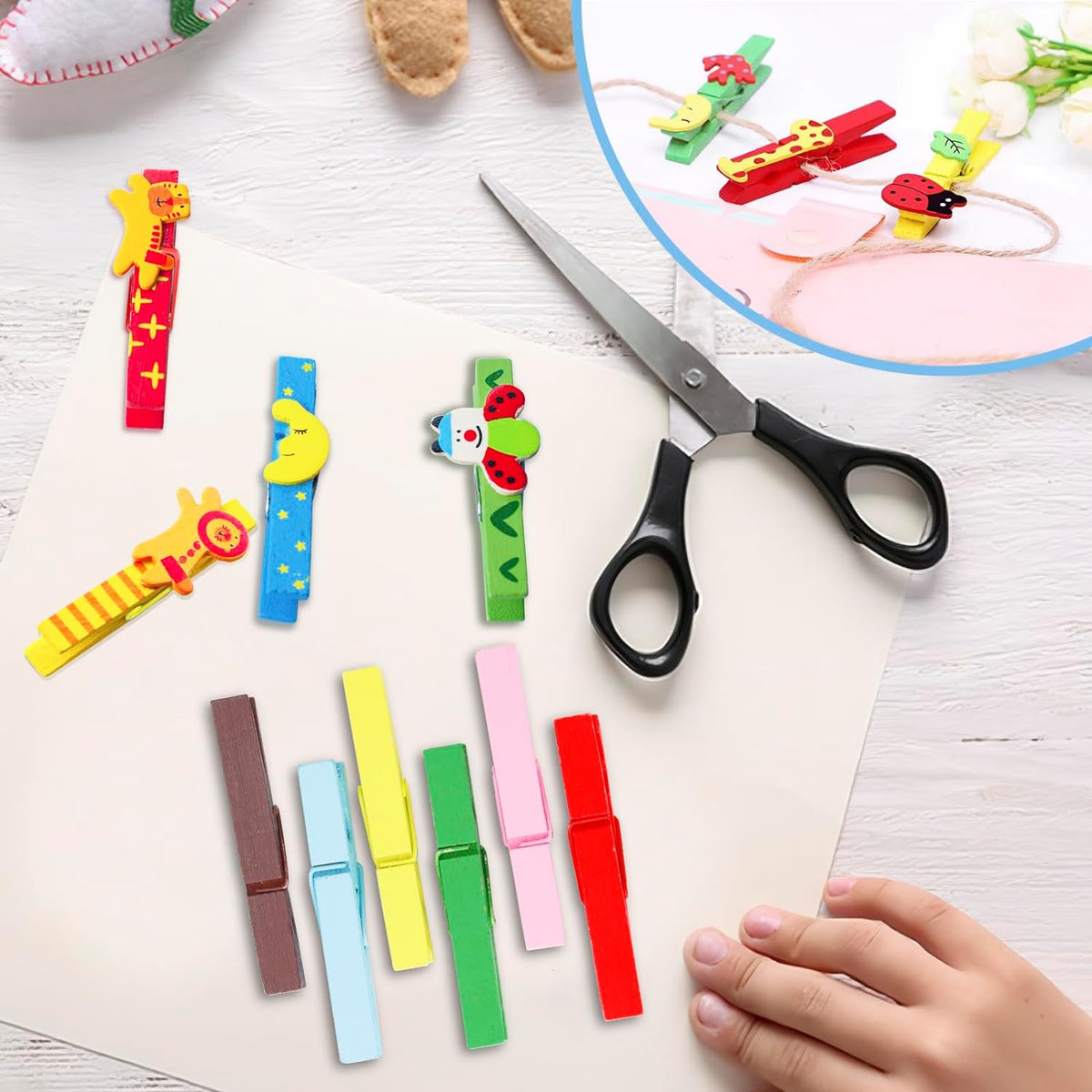 50PCS Colored Wooden Clothespins 2.9 Inch Color Clothes Pins for Pictures