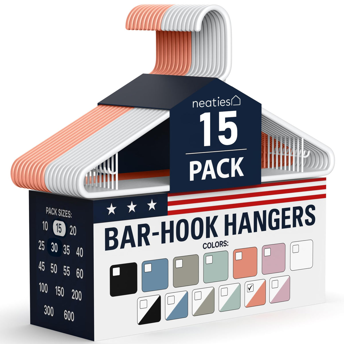 Plastic Hangers 30 Pack – Made in the USA – 6lb Capacity Standard Clothes Hangers with Strap Hooks for Dresses, Lingerie, Shirts, Pants, and Jackets – White