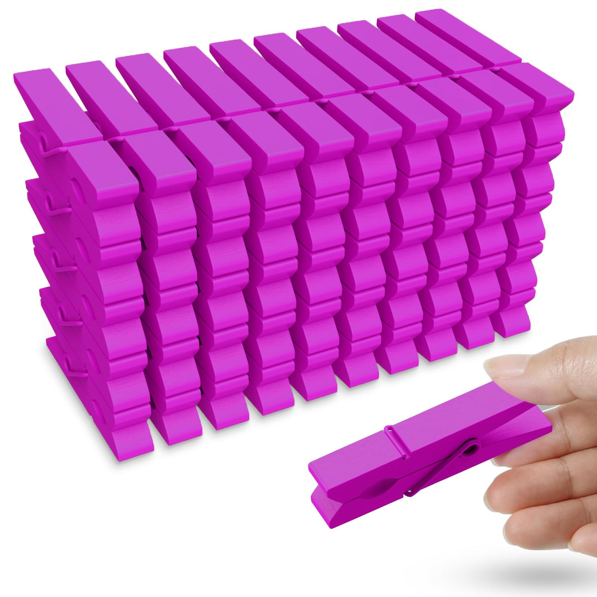 50PCS Colored Wooden Clothespins 2.9 Inch Color Clothes Pins for Pictures