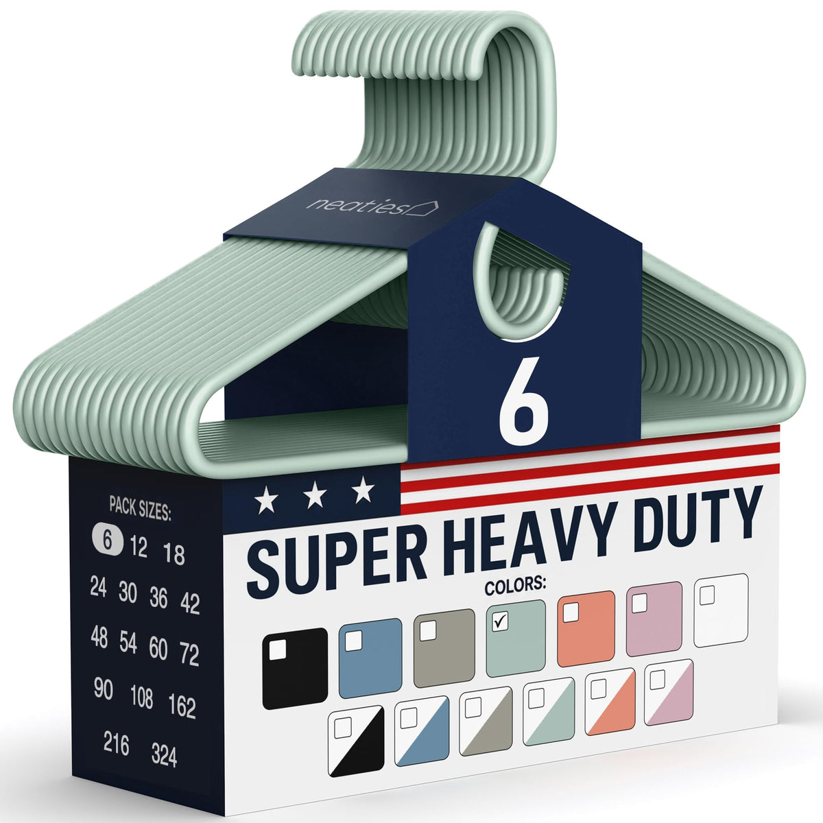 Super Heavy Duty Clothes Hangers 18 Pack – Made in the USA - 10lb Capacity, Thick Plastic Hangers for Pants, Coats, Jackets, Jeans and Adult Clothing – White