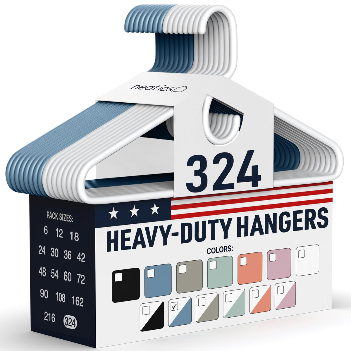 Heavy Duty Clothes Hangers 18 Pack – Made in the USA – 8lb Capacity Plastic Hangers for Adult Clothing – Durable for Pants, Coats, Jackets, or Jeans – White