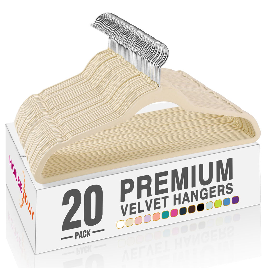 HOUSE DAY Black Velvet Hangers 60 Pack, Premium Non Slip Clothes Hangers