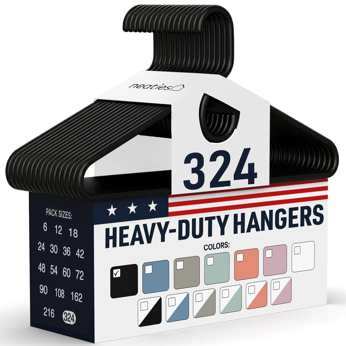 Heavy Duty Clothes Hangers 18 Pack – Made in the USA – 8lb Capacity Plastic Hangers for Adult Clothing – Durable for Pants, Coats, Jackets, or Jeans – White