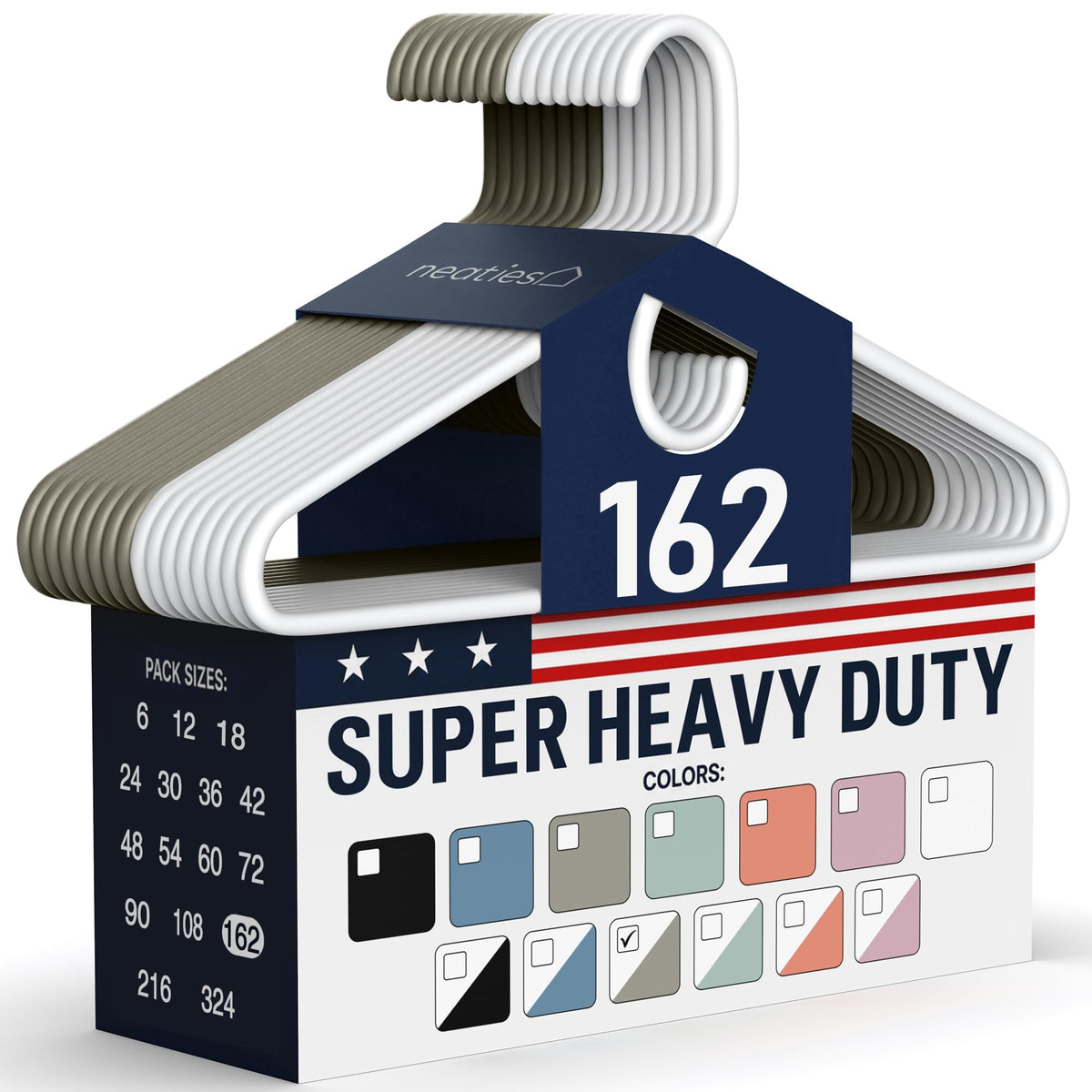 Super Heavy Duty Clothes Hangers 18 Pack – Made in the USA - 10lb Capacity, Thick Plastic Hangers for Pants, Coats, Jackets, Jeans and Adult Clothing – White