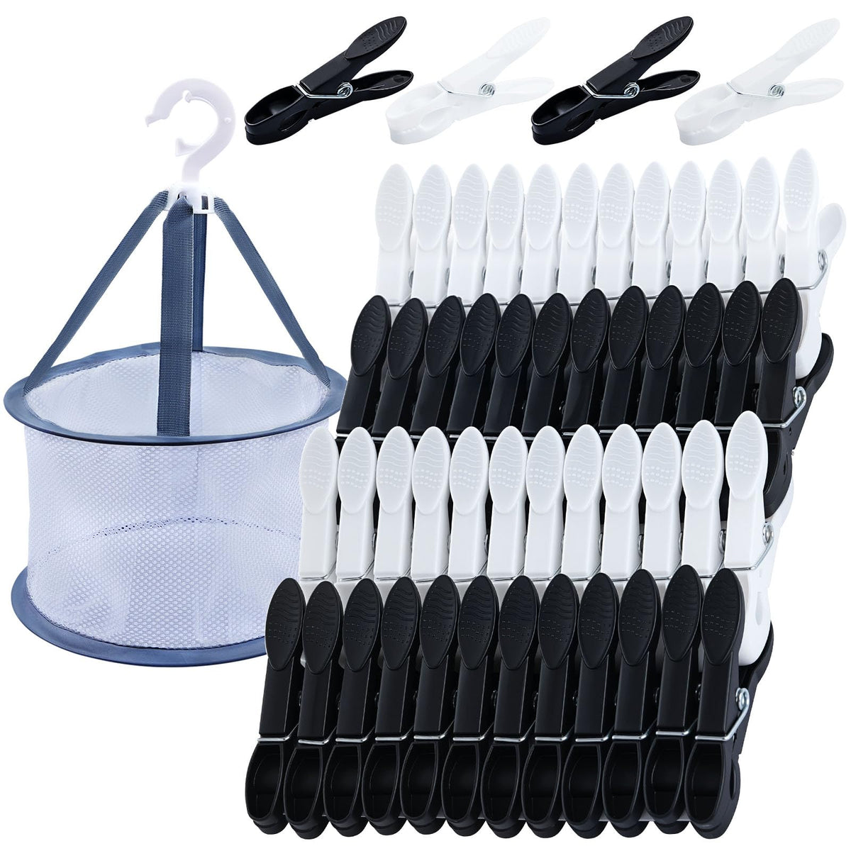 48 Pcs Colorful Plastic Clothes Pins with Clothespin Bag, Clothespins Basket Heavy Duty Laundry Clothes Pins Clips with Springs, Clothes Drying Line Pegs Towel Clips Picture Clips Food Clips