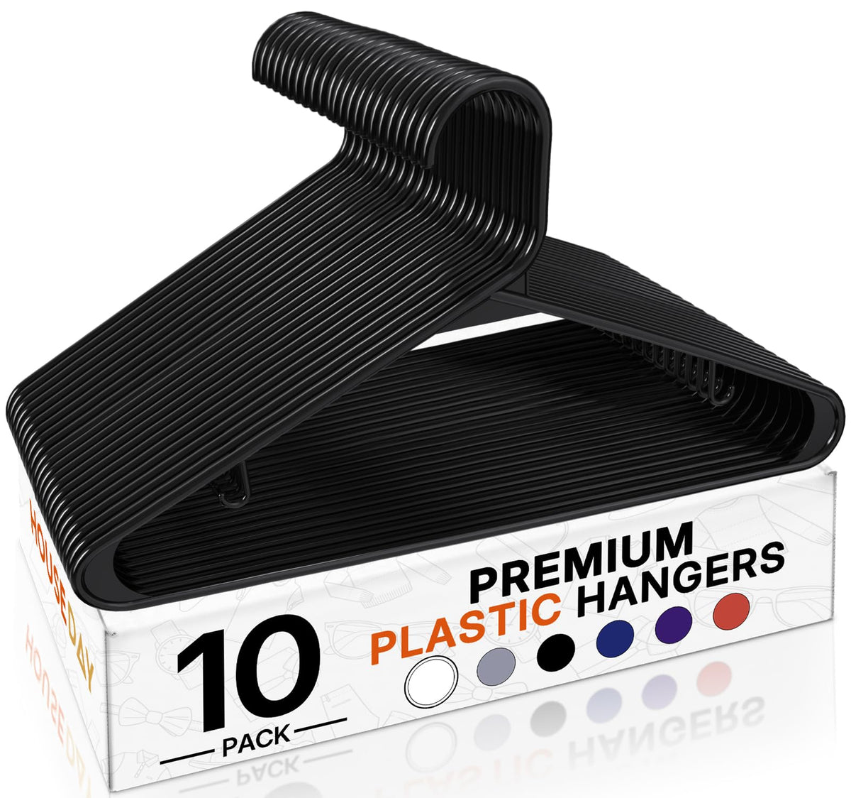 HOUSE DAY Black Plastic Hangers 60 Pack, Slim Space-Saving Clothes Hangers