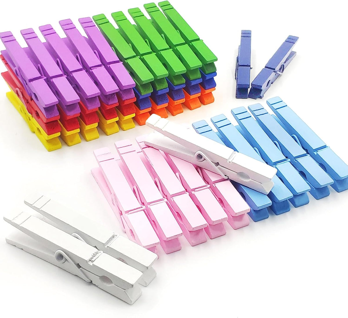3.5 Inch 50 Pack Colored Wooden Clothespins for Classroom, Craft, Hanging Clothes, Rust Resistant