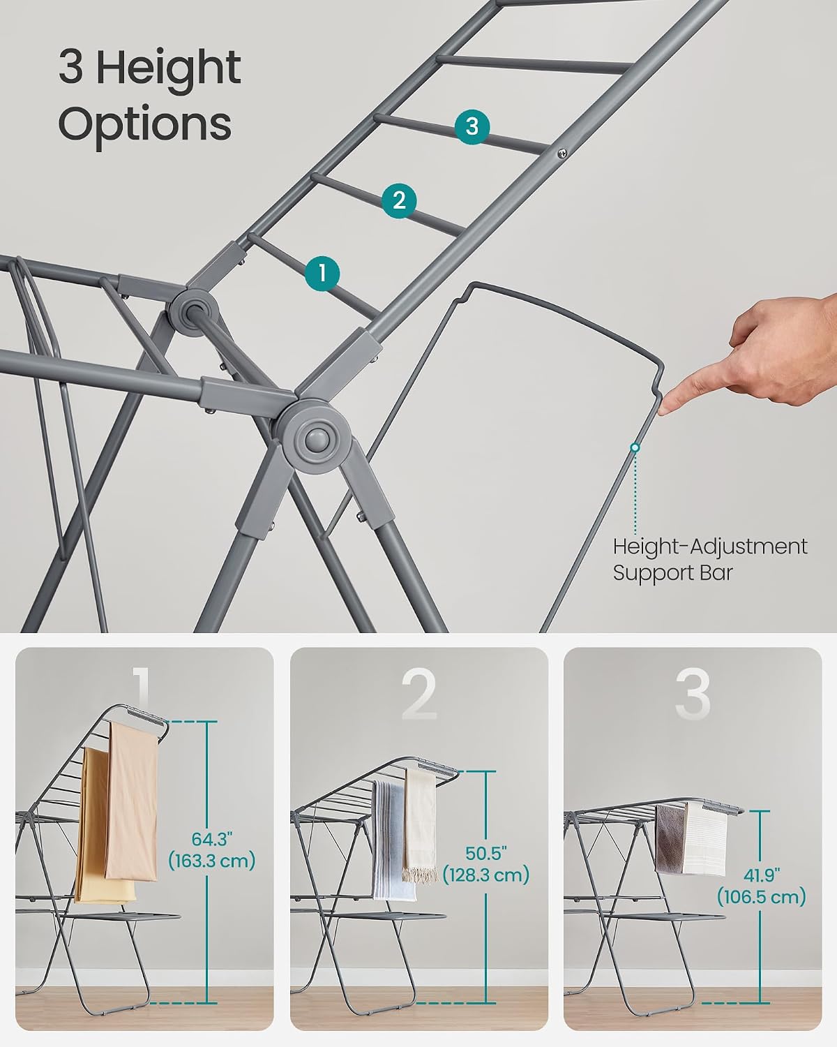SONGMICS Clothes Drying Rack, Foldable 2-Level Stee Laundry Drying Rack