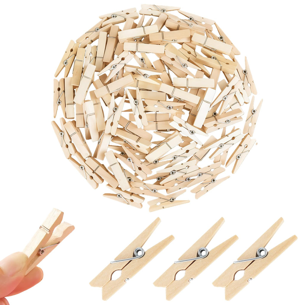 1.35 Inch Mini Clothes Pins for Photo,100 pcs Natural Wooden Small Clothes pins,Mini Photo Clips Ideal for Crafts, Decorations and DIY Project
