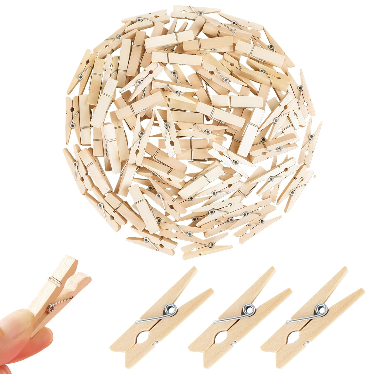 1.35 Inch Mini Clothes Pins for Photo,100 pcs Natural Wooden Small Clothes pins,Mini Photo Clips Ideal for Crafts, Decorations and DIY Project