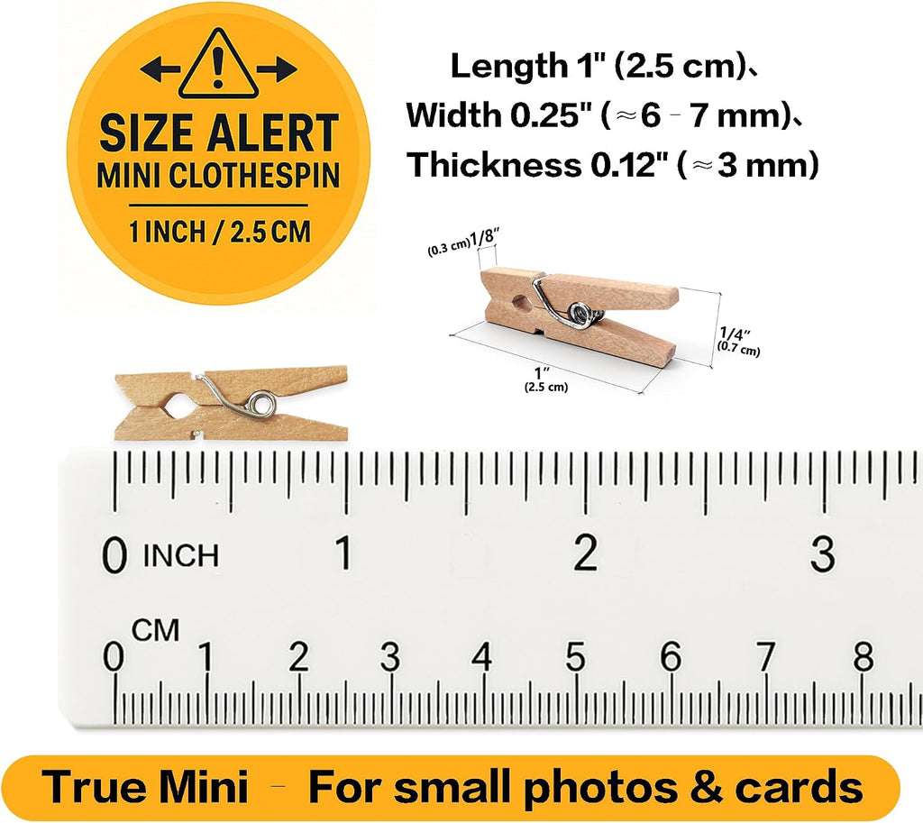 LWR CRAFTS Wooden Mini Clothespins 15 Colors 100 Per Pack 1" 2.5cm (All)
