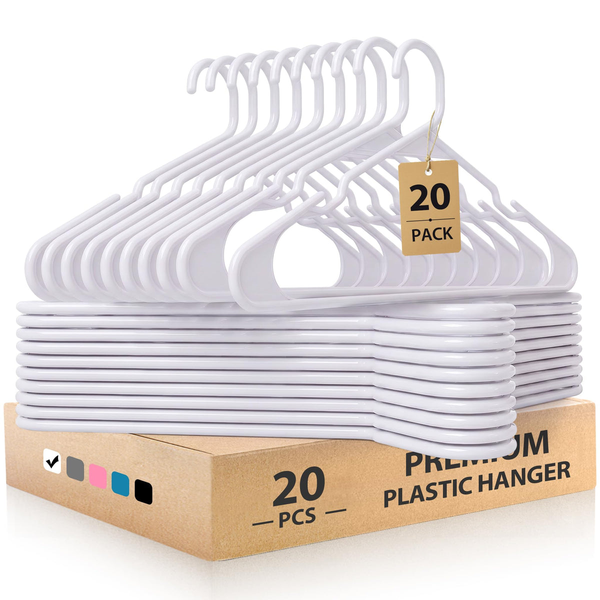 Plastic Hangers, Space Saving Clothes Hanger, Durable and Strong Closet Organizers and Storage (White, 50 Pack)