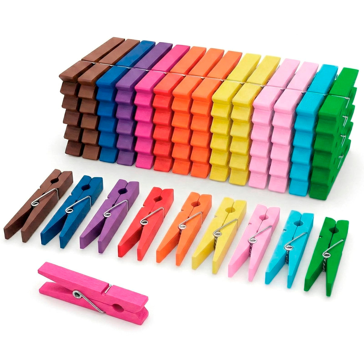 Zeno Clothes Pins Wooden – 50 Pack Wooden Clothespins 2.9 Inch with Rust-Resistant Coil, Natural Wood Clips for Laundry, Hanging Clothes, Crafts & DIY