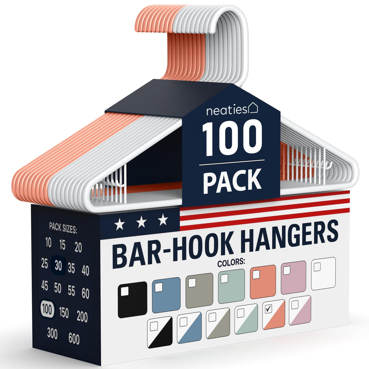 Plastic Hangers 30 Pack – Made in the USA – 6lb Capacity Standard Clothes Hangers with Strap Hooks for Dresses, Lingerie, Shirts, Pants, and Jackets – White