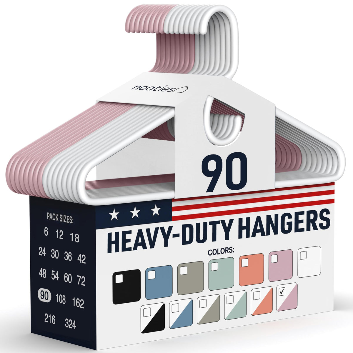 Heavy Duty Clothes Hangers 18 Pack – Made in the USA – 8lb Capacity Plastic Hangers for Adult Clothing – Durable for Pants, Coats, Jackets, or Jeans – White