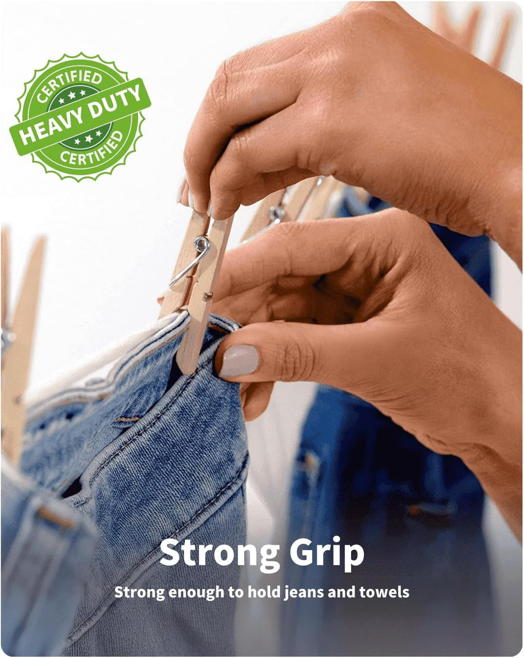 Large Clothes Pins Wooden Clothespins, 4 Inch 48 Pack Heavy Duty Outdoor Pegs, Clothing Hanging Laundry Close Pin Chip Clips Cheer Pins for Bags Photo Picture Artwork Crafts Display