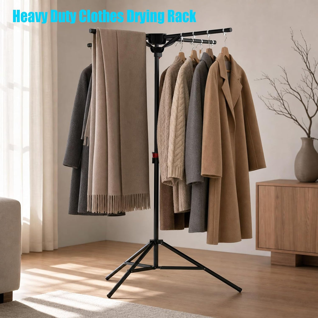 Portable Tripod Clothes Drying Rack, Foldable 4-Bar Rack for Space Saving